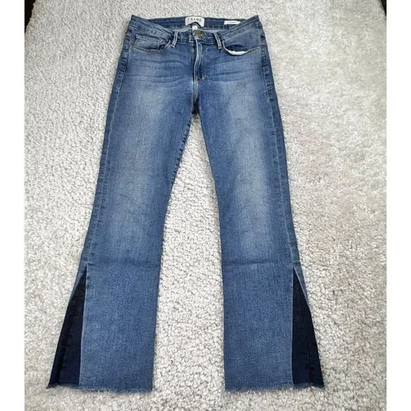 FRAME Le Crop Mini Boot Jean Raw Hem Austin Wash - Picture 2 of 11